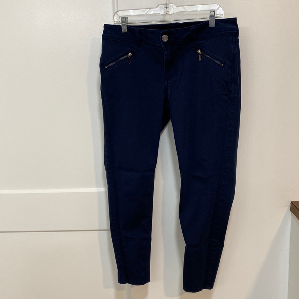 Lane Bryant Genius Fit skinny jeans zippered front pockets navy blue size 14